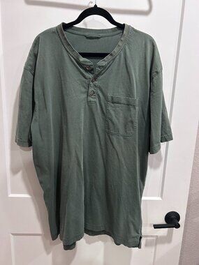RedHead Brand Co Men’s 2XLT Sage Green Short Sleeve Henley Shirt Tall Pocket Tee